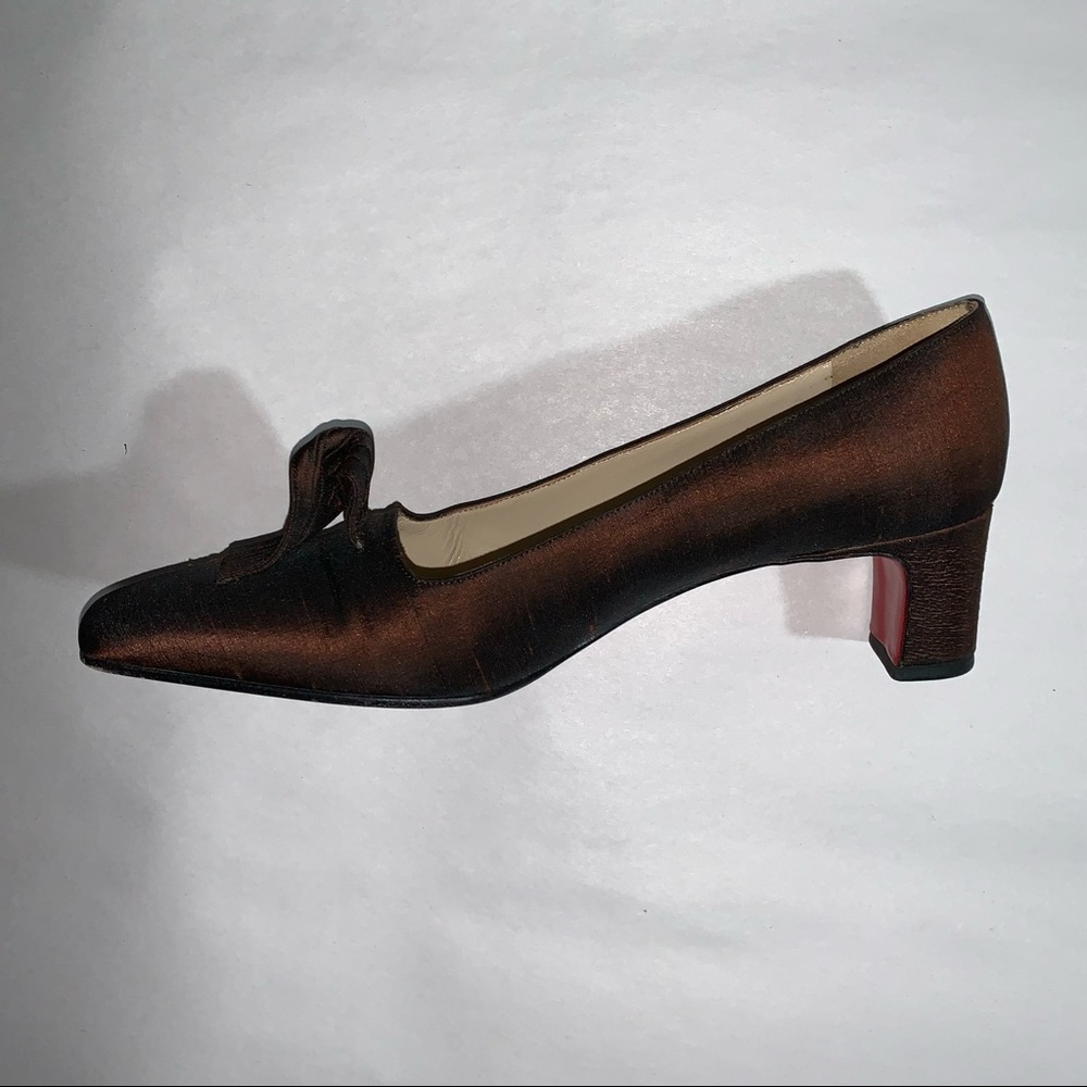 CHRISTIAN LOUBOUTIN size 36 Tarabis pumps brown shantung silk over calfskin